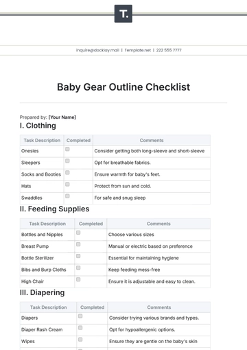 Free Baby Gear Outline Checklist Template to Edit Online