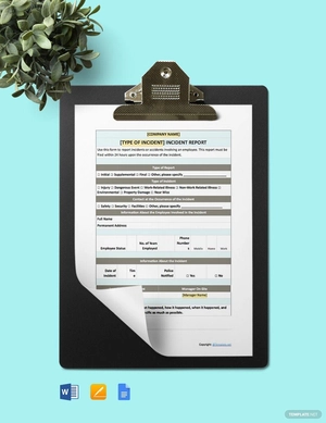 Blank Construction Incident Report Template