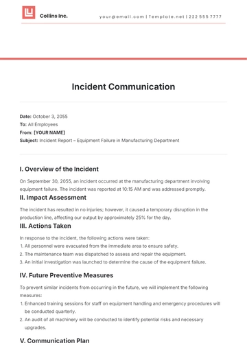 Free Incident Communication Template to Edit Online