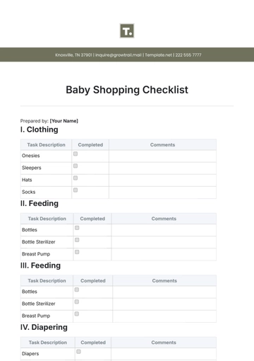 Free Baby Shopping Checklist Template to Edit Online