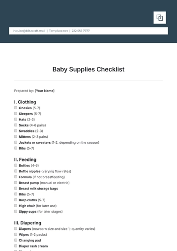 Free Baby Supplies Checklist Template to Edit Online