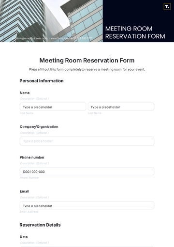 Free Meeting Room Reservation Form Template to Edit Online