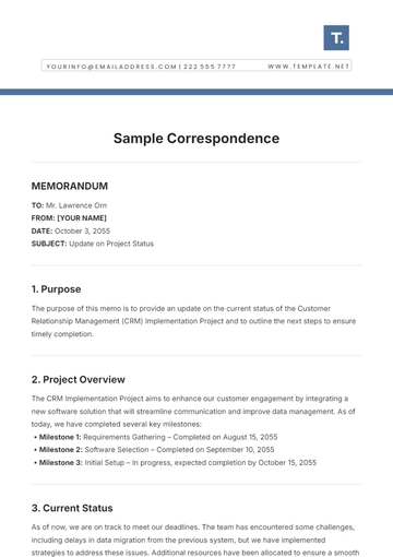 Free Sample Correspondence Template to Edit Online