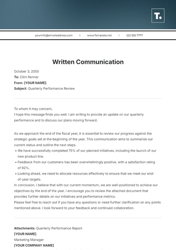 Free Written Communication Template to Edit Online