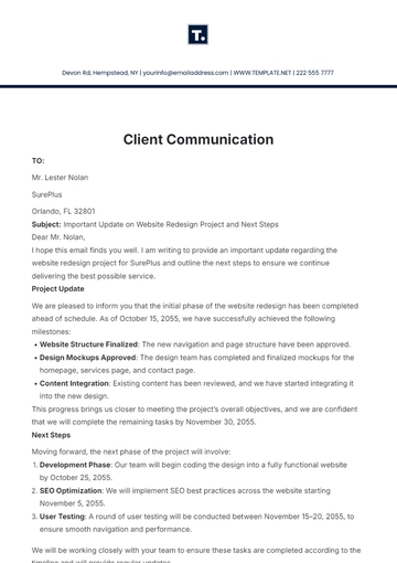 Free Client Communication Template to Edit Online
