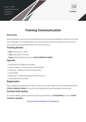 Free Training Communication Template to Edit Online