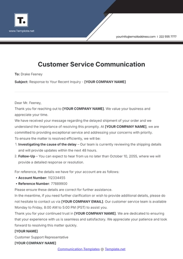 Free Customer Service Communication Template to Edit Online