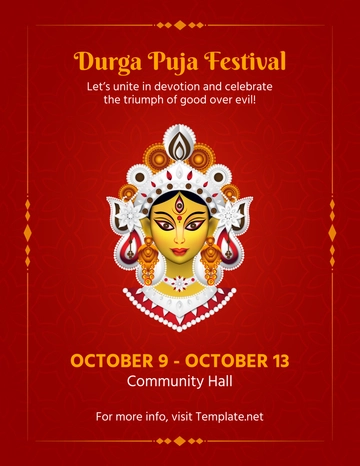 Free Durga Puja Leaflet Template to Edit Online