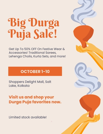 Free Durga Puja Sale Flyer Template to Edit Online