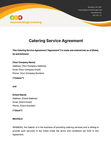 Free Catering Service Agreement Template to Edit Online