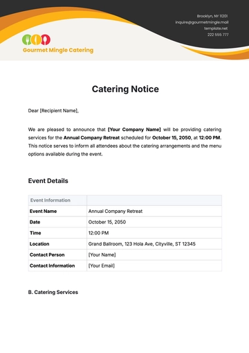 Free Catering Notice Template to Edit Online