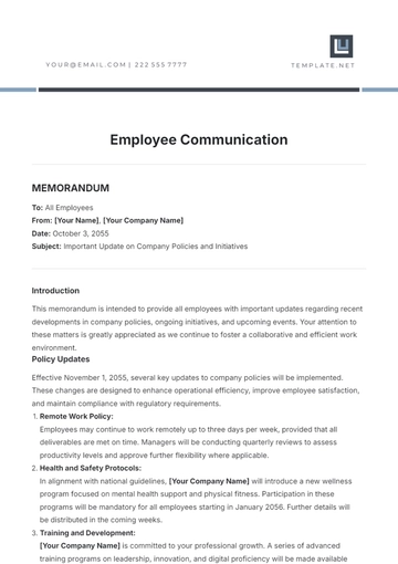 Free Employee Communication Template to Edit Online