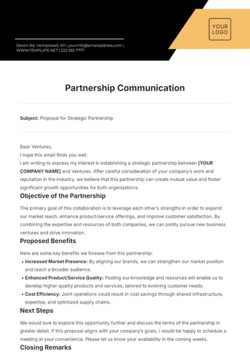 Free Partnership Communication Template to Edit Online