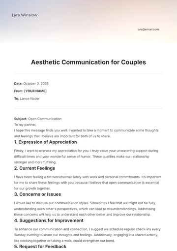 Free Aesthetic Communication Template for Couples to Edit Online