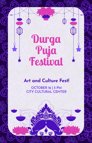 Free Durga Puja Artistic Poster Template to Edit Online