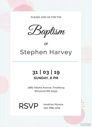 Sample Baptism Invitation Template
