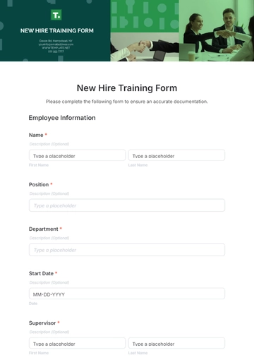 Free New Hire Training Form Template to Edit Online