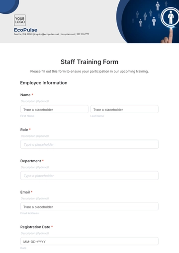 Free Staff Training Form Template to Edit Online