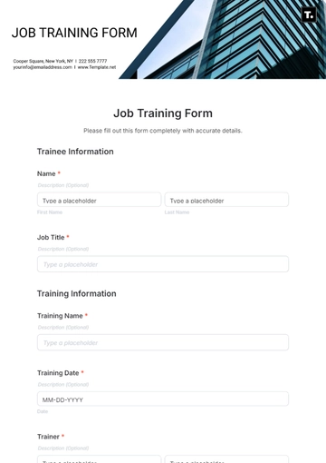 Free Job Training Form Template to Edit Online
