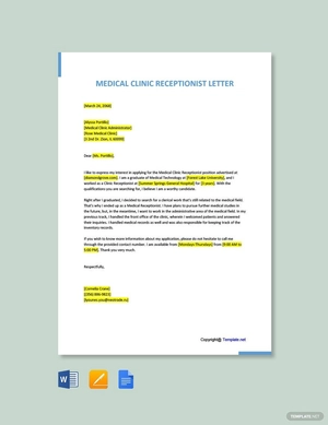 Medical Centre Receptionist Cover Letter