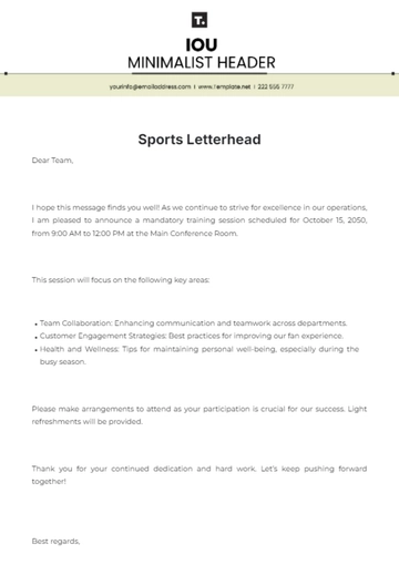 Free Sports Letterhead Template to Edit Online