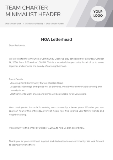 Free HOA Letterhead Template to Edit Online