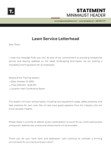 Free Lawn Service Letterhead Template to Edit Online
