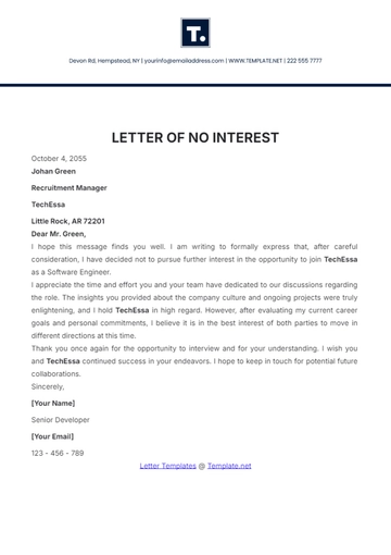 Free Letter of No Interest Template to Edit Online