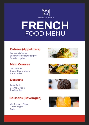 Free French Food Menu Template to Edit Online