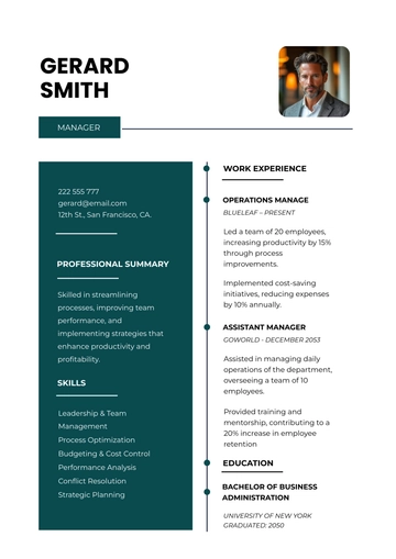Free Best Professional Resume Design Template to Edit Online