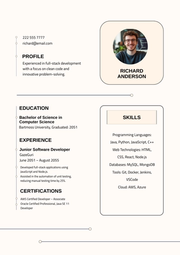 Free Minimalist One Page Resume Template to Edit Online