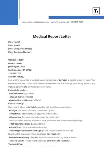 Free Printable Medical Report Letter Template to Edit Online