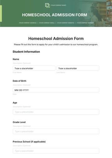 Free Homeschool Admission Form Template to Edit Online