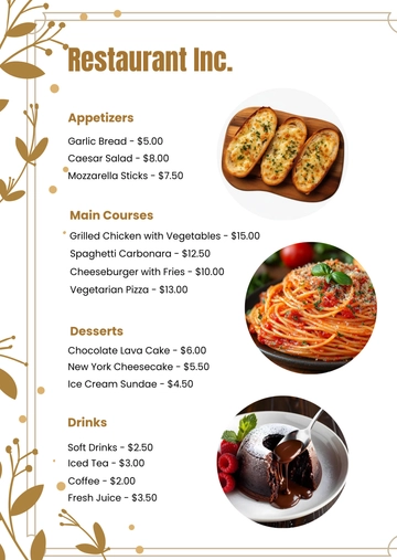 Free Simple Menu Template to Edit Online