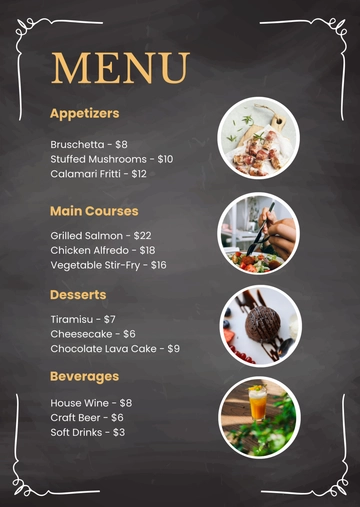Free Chalkboard Menu Template to Edit Online