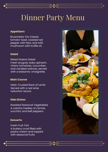 Free Dinner Party Menu Template to Edit Online
