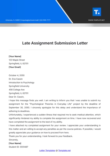 Free Late Assignment Submission Letter Template to Edit Online