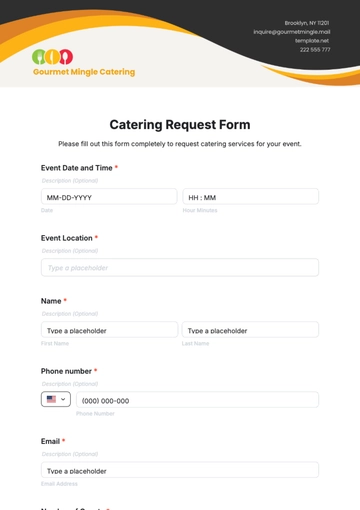 Free Catering Request Form Template to Edit Online