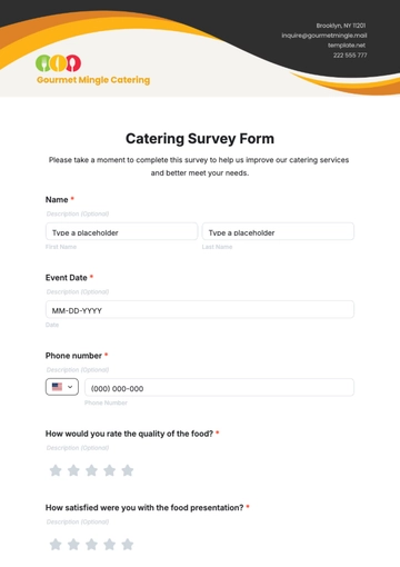Free Catering Survey Form Template to Edit Online
