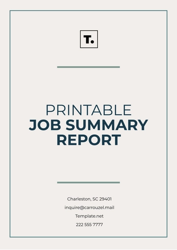 Free Printable Job Summary Report Template to Edit Online