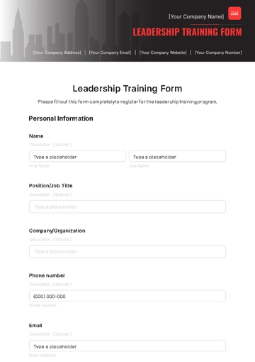 Free Leadership Training Form Template to Edit Online