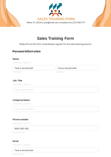 Free Sales Training Form Template to Edit Online