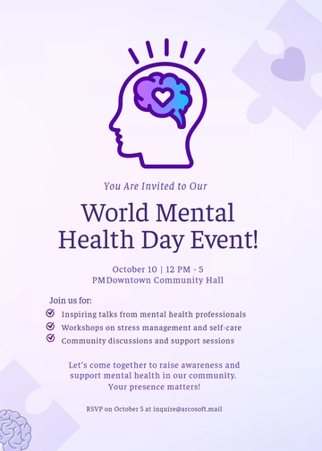 Free World Mental Health Day Invitation Template to Edit Online