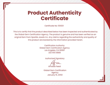 Free Product Authenticity Certificate Template to Edit Online