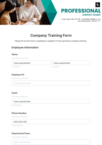 Free Company Training Form Template to Edit Online