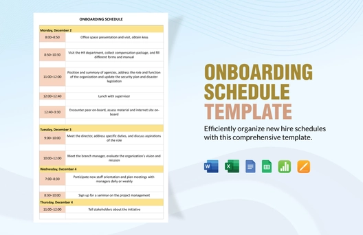 Onboarding Schedule Template