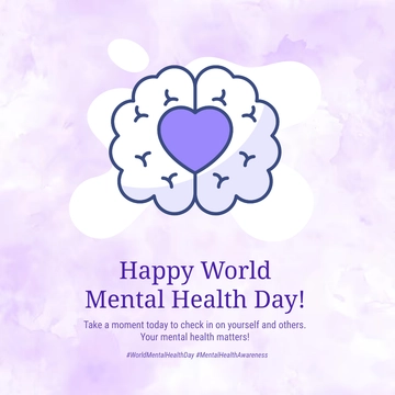 Free Purple World Mental Health Day Instagram Post Template to Edit Online