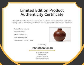 Free Limited Edition Product Authenticity Certificate Template to Edit Online