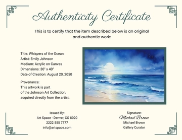 Free Printable Authenticity Certificate Template to Edit Online