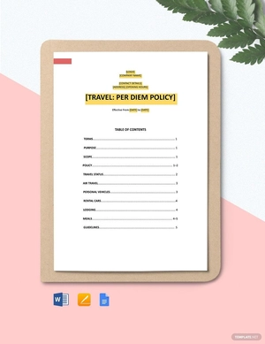 Travel: Per Diem Policy Template
